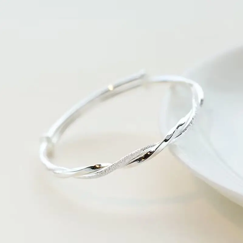 925 Silver Simple Cuff Bracelets - Image 2