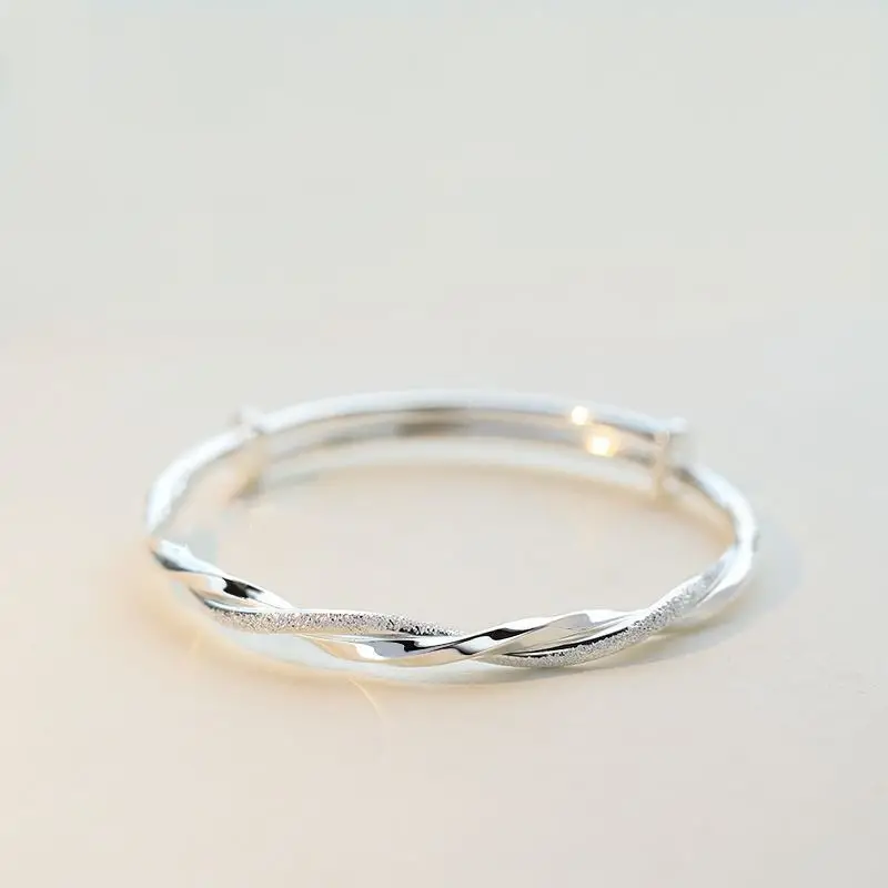 925 Silver Simple Cuff Bracelets - Image 4