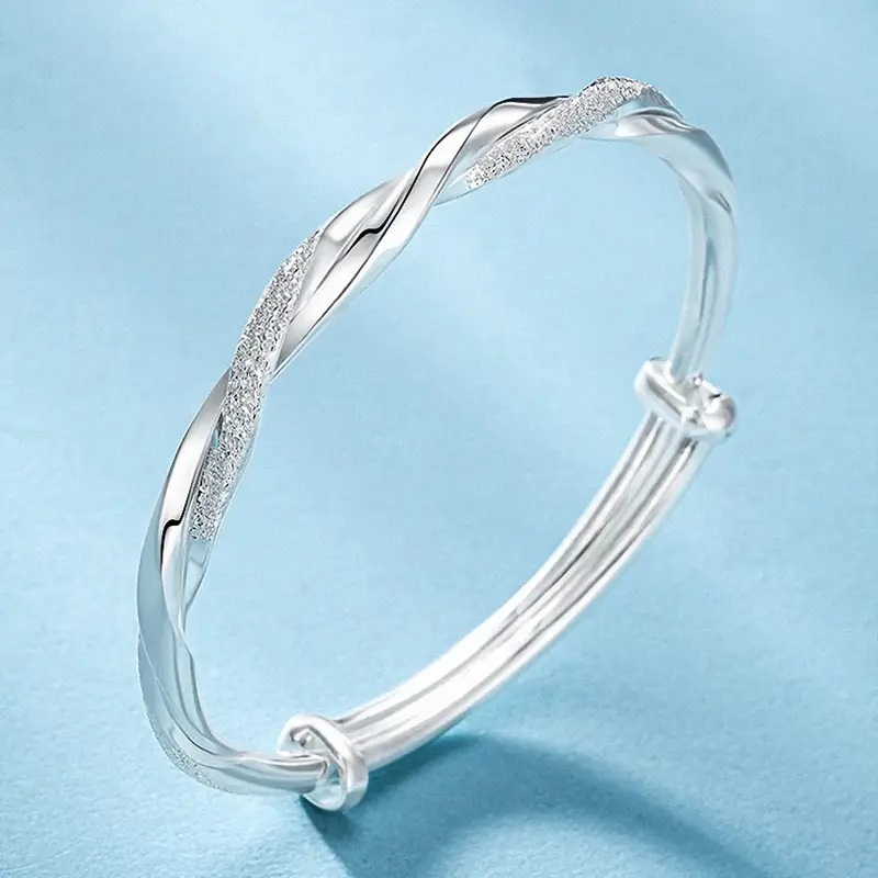 925 Silver Simple Cuff Bracelets - Image 5