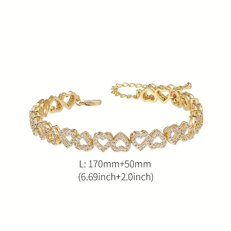 Elegant Shining Cubic Zirconia Heart Bracelet - Image 4