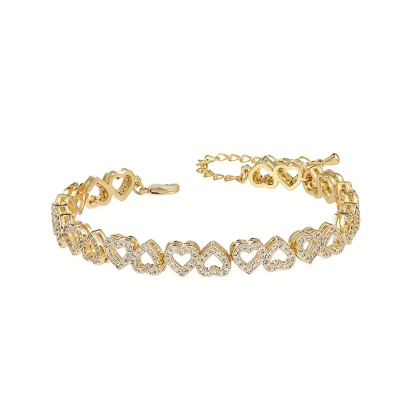 Elegant Shining Cubic Zirconia Heart Bracelet - Image 5