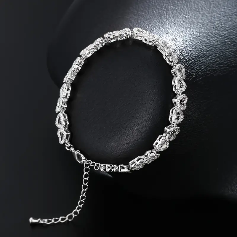 Elegant Shining Cubic Zirconia Heart Bracelet - Image 7