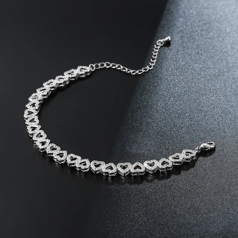 Elegant Shining Cubic Zirconia Heart Bracelet - Image 8