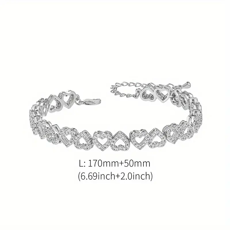 Elegant Shining Cubic Zirconia Heart Bracelet - Image 9