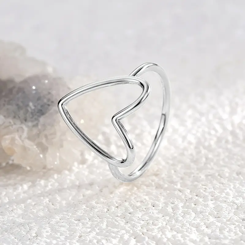 Hollow Big Heart Stackable Ring - Image 3