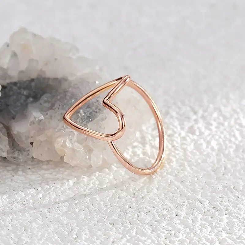 Hollow Big Heart Stackable Ring - Image 5