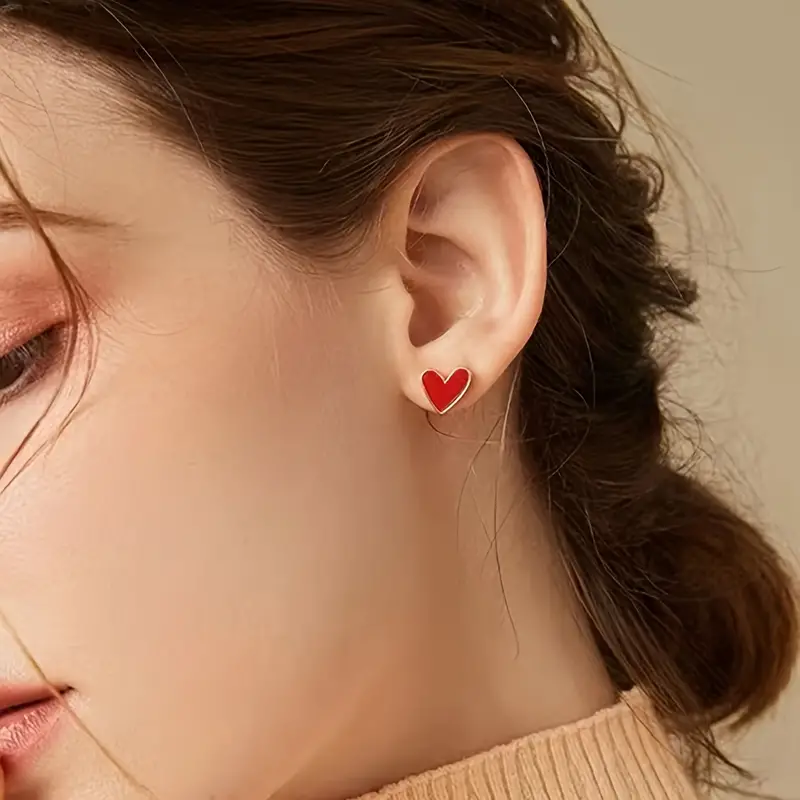 Mini Delicate Heart Shaped Stud Earrings - Image 5